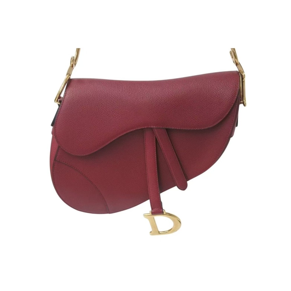Christian Dior Saddle Bag One Shoulder Hobo leather burgundy - Picture 2 of 8